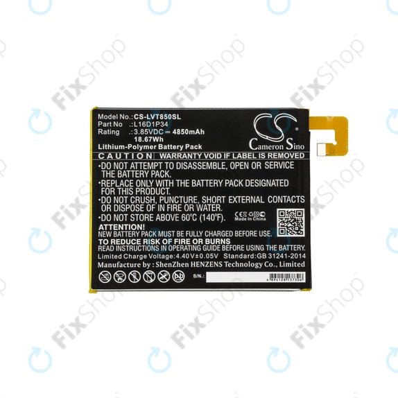 Akkumulátor Lenovo Tab 4, Lenovo TB850, 4850mAh, Li-Pol, 3.85V, L16D1P34, HQ