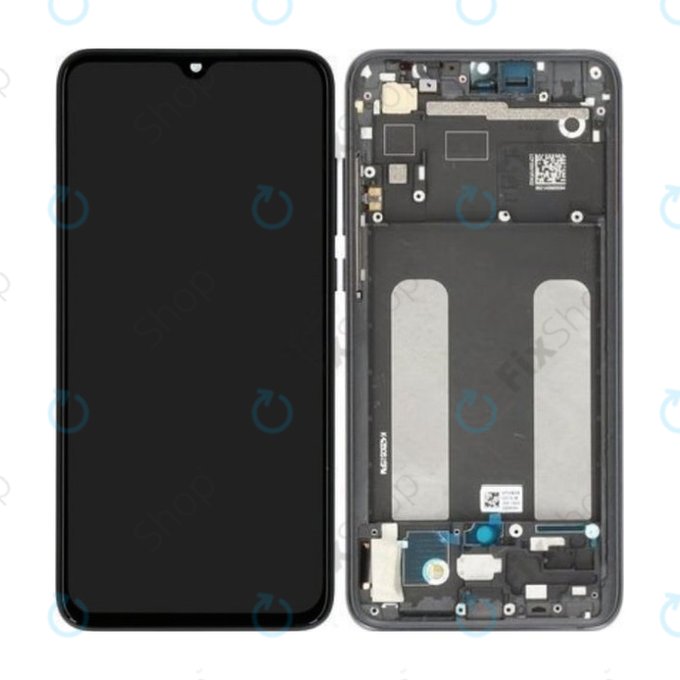 Xiaomi Mi 9 Lite - LCD Kijelző + Érintőüveg + Keret (Onyx Grey) - 560610118033, 5600030F3B00 Genuine Service Pack