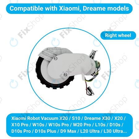 Xiaomi Robot Vacuum X20, S10, Dreame X30, X20, X10 Pro - Kerék Motorral (Jobb) (Fehér)