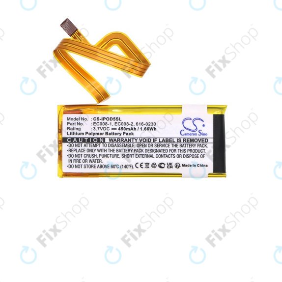 Akkumulátor Apple iPod Classic 6th Gen, iPod 5G, iPod Video, 450mAh, Li-Pol, 3.7V, EC008, HQ