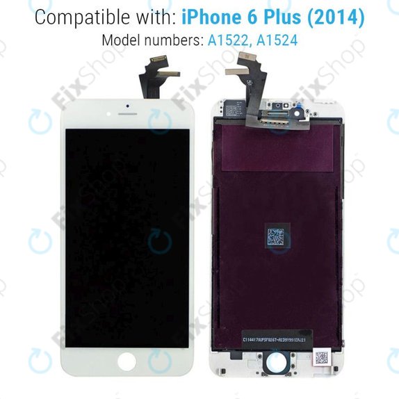 Apple iPhone 6 Plus - LCD Kijelző + Érintőüveg + Keret (White) TFT