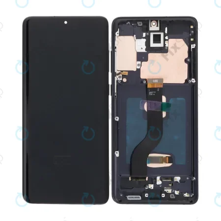 Samsung Galaxy S21 Plus G996B - LCD Kijelző + Érintőüveg + Keret (Phantom Black) OLED