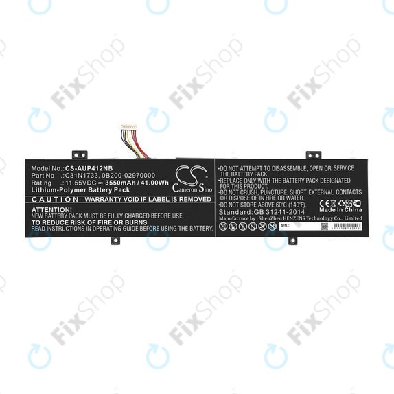 Akkumulátor Asus VivoBook Flip 14 Tp412fa/ua, 3550mAh, Li-Pol, 11.55V, C31N1733, HQ