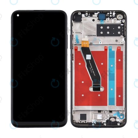 Huawei P40 Lite E - LCD Kijelző + Érintőüveg + Keret (Midnight Black) TFT