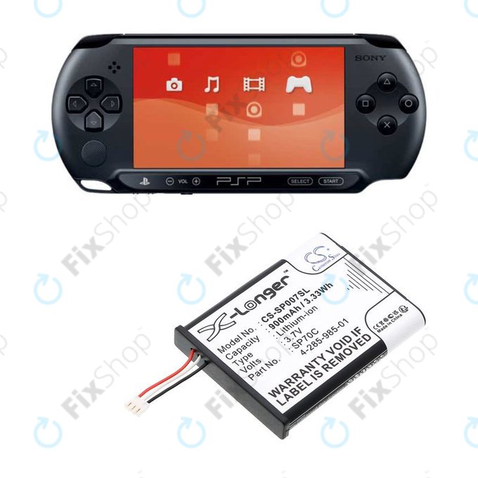 Akkumulátor Sony PSP E1000, E1002, E1004, E1008, 900mAh, Li-Ion, 3.7V, SP70C, HQ