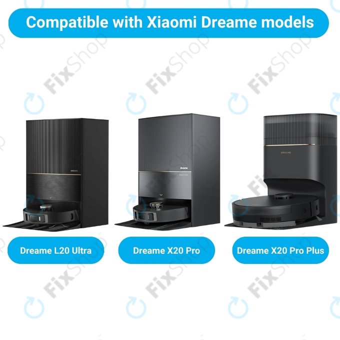 Pótalkatrész készlet Xiaomi Dreame L20 Ultra, X20 Pro, X20 Pro Plus (1x Főkefe, 2x Szűrő, 2x Oldalkefe – fekete)
