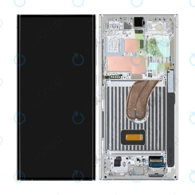 Samsung Galaxy S23 Ultra S918B - LCD Kijelző + Érintőüveg + Keret (Lime) (Sky Blue) - GH82-30466G, GH82-30465G Genuine Service Pack
