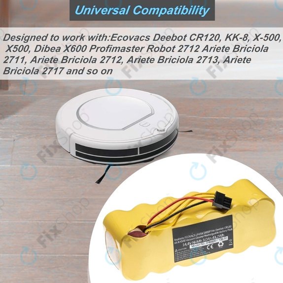 Ecovacs Deebot CR120, KK-8, X500 - Akkumulátor LP43SC2000P Ni-MH 14.4V 3000mAh