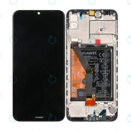 Huawei Y6 (2019) - LCD Kijelző + Érintőüveg + Keret + Akkumulátor (Midnight Black) - 02352LVM, 02352LVN Genuine Service Pack