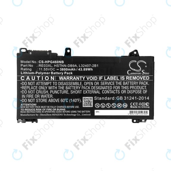 Akkumulátor HP ProBook 455, 450, 445, 440, 430 G6, 3800mAh, Li-Pol, 11.55V, RE03XL, HQ