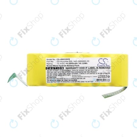 iRobot Roomba 500, 600, 700, 800, 900-series, R3, Scooba 450, Vileda 137173 - Akkumulátor 11702, GD-Roomba-500, VAC-500NMH-33 Ni-MH 14.4V 2800mAh HQ