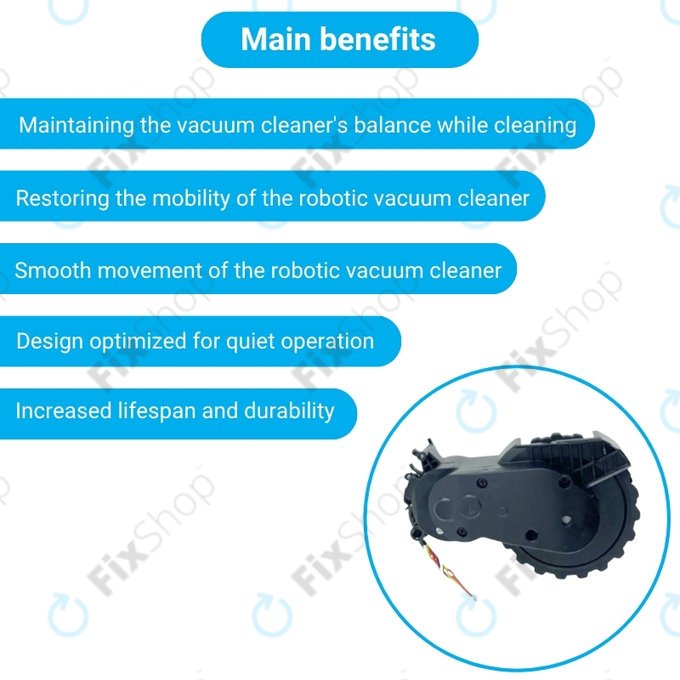 Xiaomi Mijia E10, E12, Mi Robot Vacuum Mop 2 Lite, 2 Pro - Kerék Motorral (Bal) (Fekete)