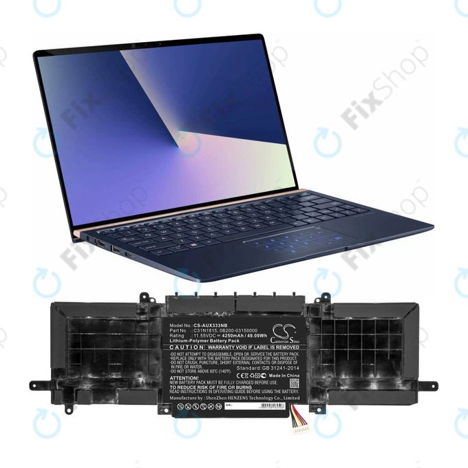 Akkumulátor Asus Zenbook UX333FN, Zenbook UX333FA, 4250mAh, Li-Pol, 11.55V, C31N1815, HQ