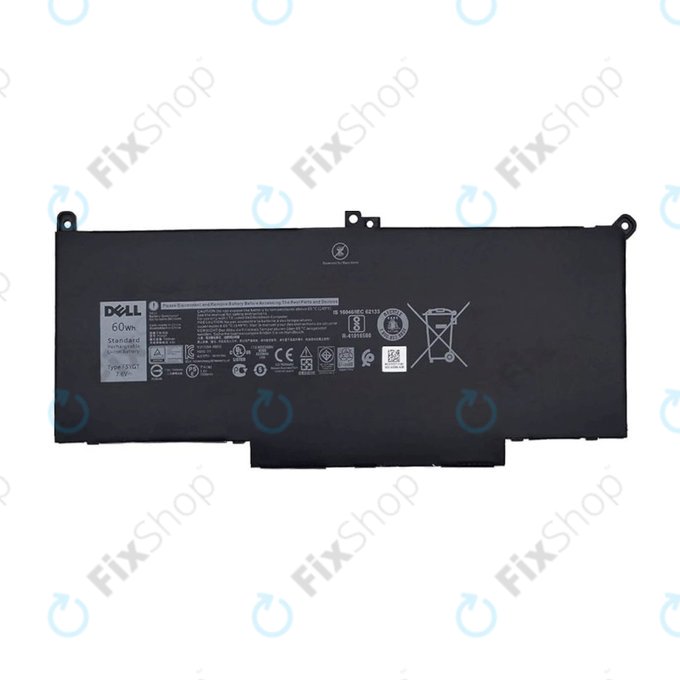 Dell Latitude 7280, 7290, 7380, 7390, 7480, 7490, E7280 - Akkumulátor F3YGT 7600mAh - Genuine Service Pack