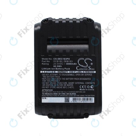 DeWalt DC-series, Klein Tools ACSR, D3, EHS, MCM-series - Akkumulátor DCB182, DCB183, BAT207T44H, BAT20GD1 4000mAh HQ