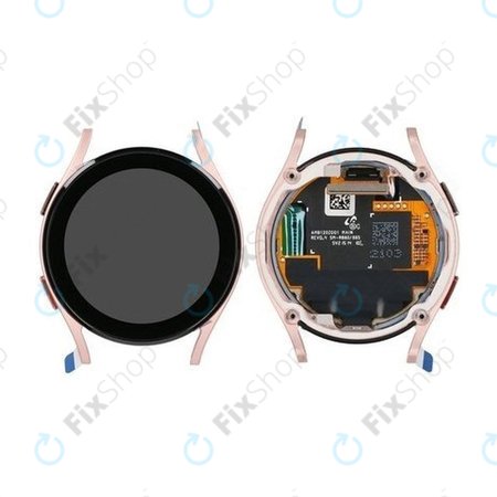 Samsung Galaxy Watch 4 40mm R865 - LCD Kijelző + Érintőüveg + Keret (Pink Gold) - GH97-26411D Genuine Service Pack