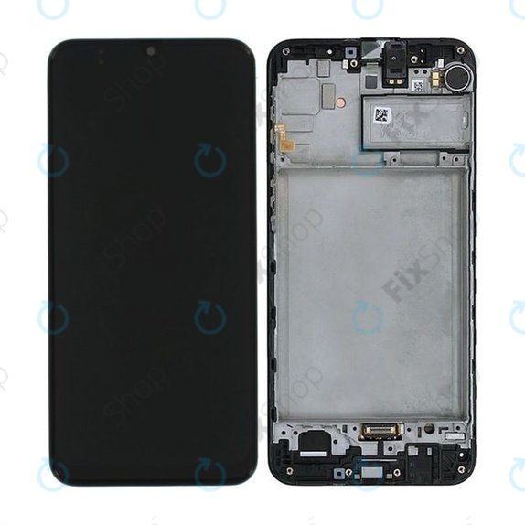 Samsung Galaxy M21 M215F - LCD Kijelző + Érintőüveg + Keret (Black) - GH82-22509A, GH82-22836A, GH82-21266A, GH82-21265A Genuine Service Pack