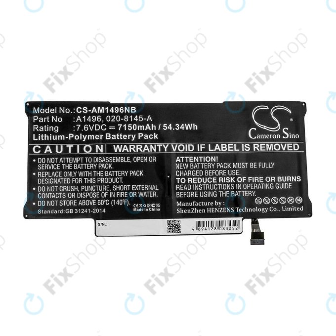 Apple MacBook Air 13" A1466 (Mid 2013 - Mid 2017) - Akkumulátor A1496 7150mAh HQ