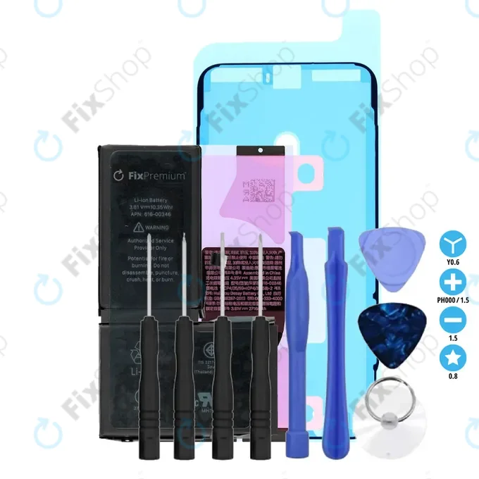 Apple iPhone X - Akkumulátor 2716mAh FixPremium + Ragasztó Akkumulátor Rögzítéshez + Ragasztó LCD Kijelzőhöz + Szerszámkészlet - Multipack