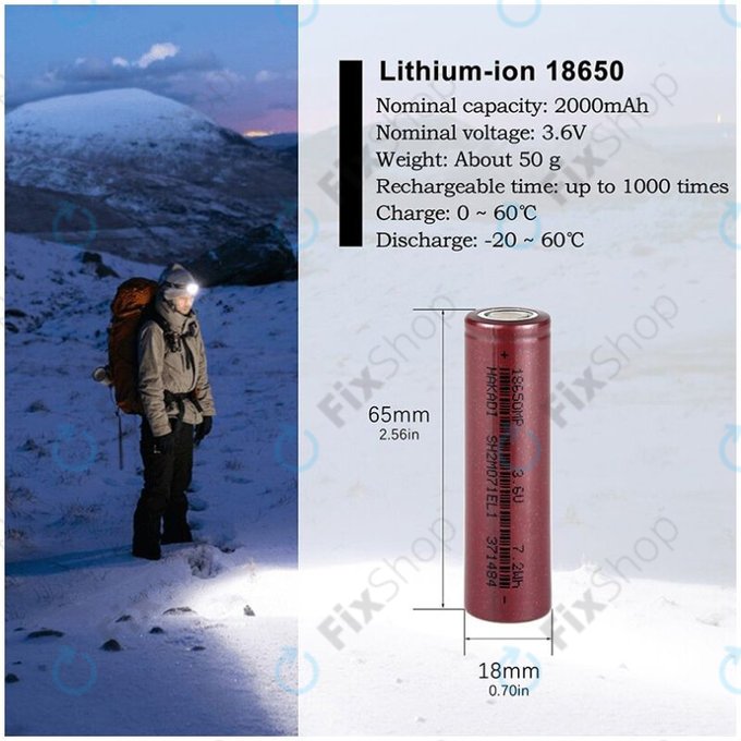 Akkumulátor Cell 18650 (Li-Ion, 2000mAh, 3.6V)