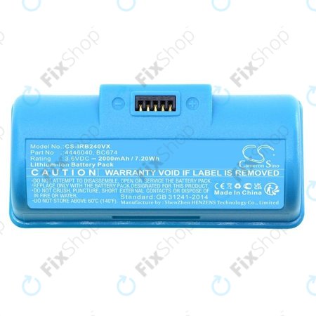 iRobot Braava Jet 240, 241, 244, 245, Mopping Robot - Akkumulátor 4446040, BC674 Li-Ion 3.6V 2000mAh HQ