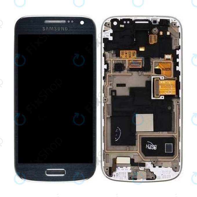 Samsung Galaxy S4 Mini Value I915i - LCD Kijelző + Érintőüveg + Keret (Black Mist) - GH97-16992C Genuine Service Pack