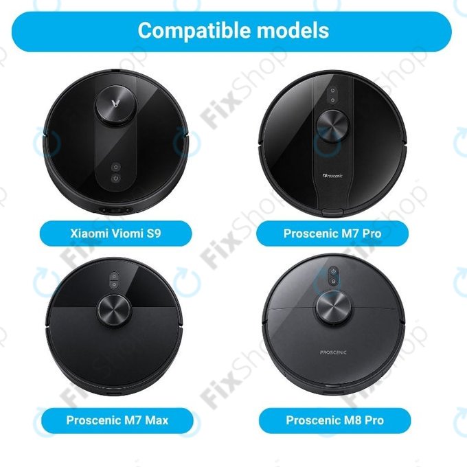 Pótalkatrész készletXiaomi Viomi S9, Proscenic M7 Pro, M7 Max, M8 Pro (2x Főkefe, 4x Szűrő, 4x Oldalkefe, 4x Felmosórongy, 4x Porzsák)