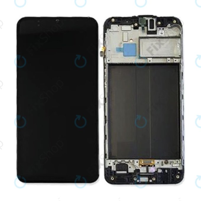 Samsung Galaxy M30 M305F - LCD Kijelző + Érintőüveg + Keret (Black) - GH82-19347A, GH82-20624A Genuine Service Pack