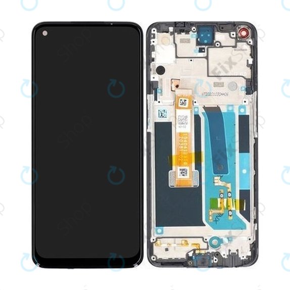 OnePlus Nord N10 5G - LCD Kijelző + Érintőüveg + Keret (Midnight Ice) - 2011100239 Genuine Service Pack