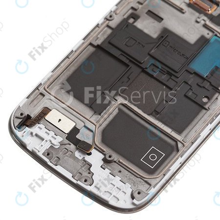 Samsung Galaxy S4 Mini i9195 - LCD Kijelző + Érintőüveg + Keret (White Frost) - GH97-14766B Genuine Service Pack