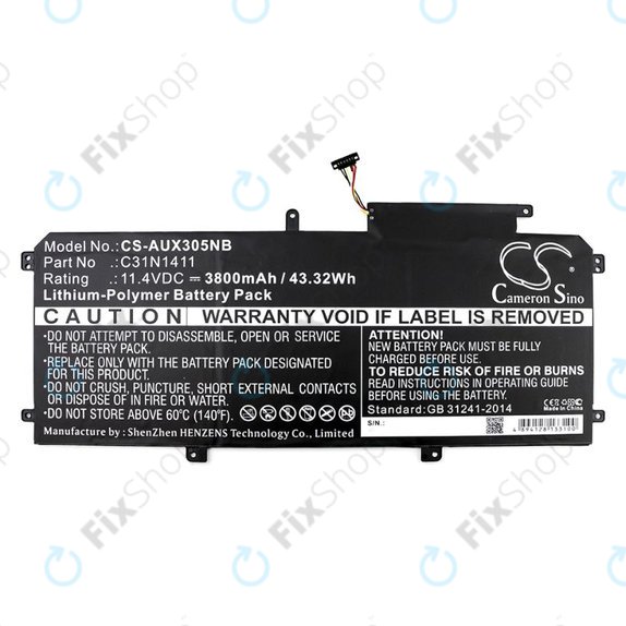 Akkumulátor Asus Zenbook UX305, 3800mAh, Li-Pol, 11.4V, C31N1411, HQ