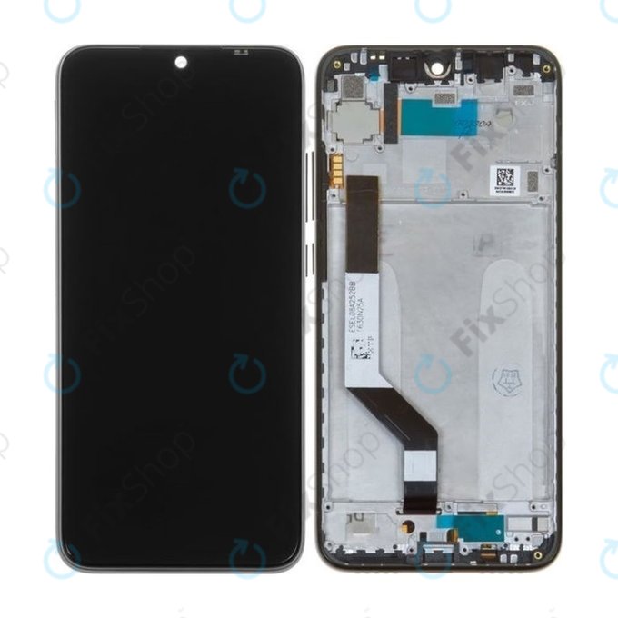 Xiaomi Redmi Note 7 - LCD Kijelző + Érintőüveg + Keret (Space Black) - 5606100920C7, 560610100033, 560610125033 Genuine Service Pack