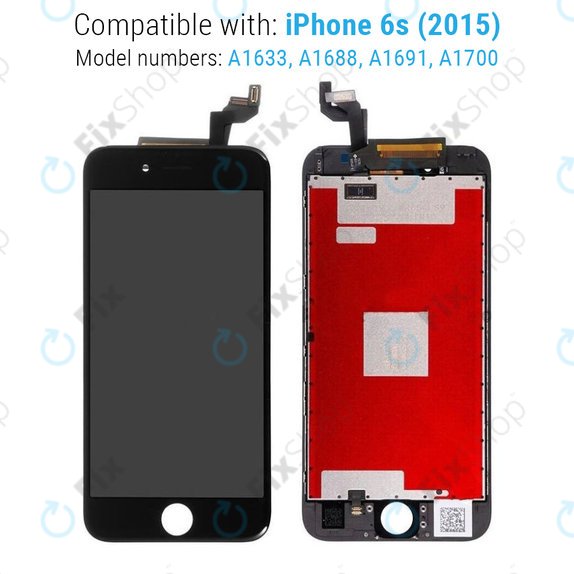Kijelző iPhone 6S, Black, Érintőüveg kerettel