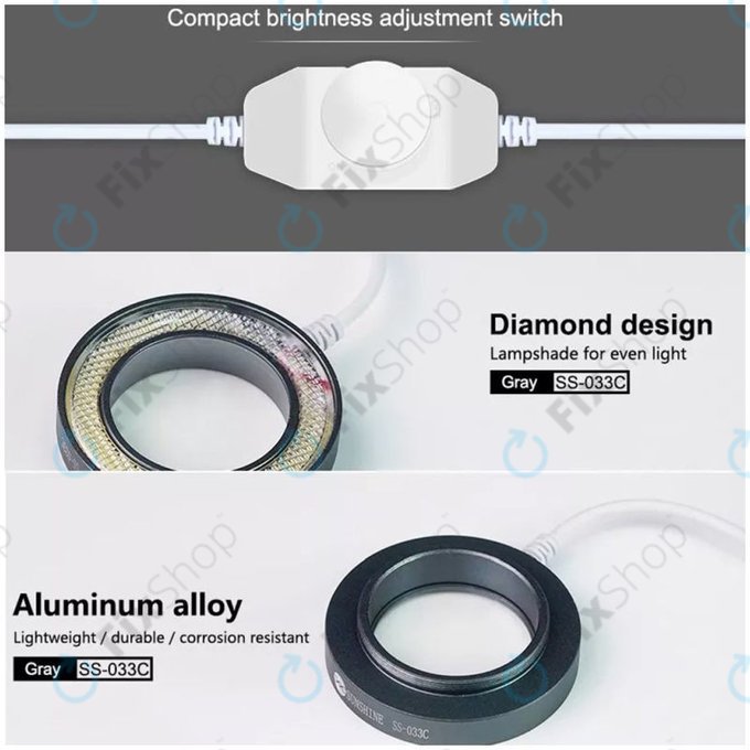 Sunshine SS-033C - Védőüveg + LED Állítható Fény