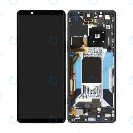 Sony Xperia 5 IV XQ-CQ54 - LCD Kijelző + Érintőüveg + Keret (Black) - A5050962A Genuine Service Pack