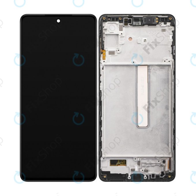Samsung Galaxy M53 5G M536B - LCD Kijelző + Érintőüveg + Keret (Black) OLED