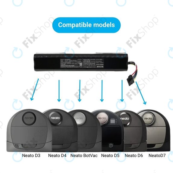 Neato Botvac D3, D4, D5, D6, D7-series - Akkumulátor 945-0225, 205-0011, 205-0013 Li-Ion 14.4V 4200mAh HQ