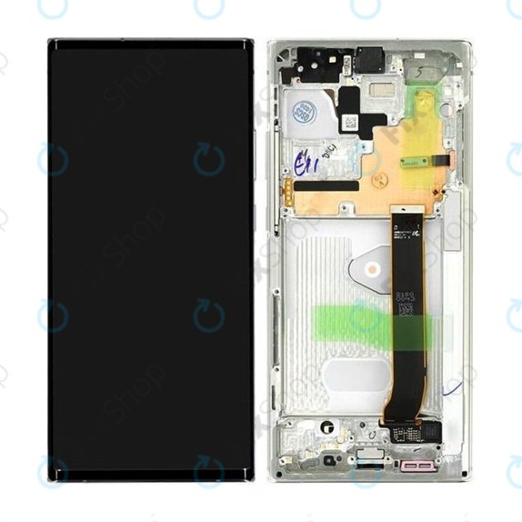 Samsung Galaxy Note 20 Ultra N986B - LCD Kijelző + Érintőüveg + Keret (Mystic White) - GH82-23596C, GH82-31461C Genuine Service Pack