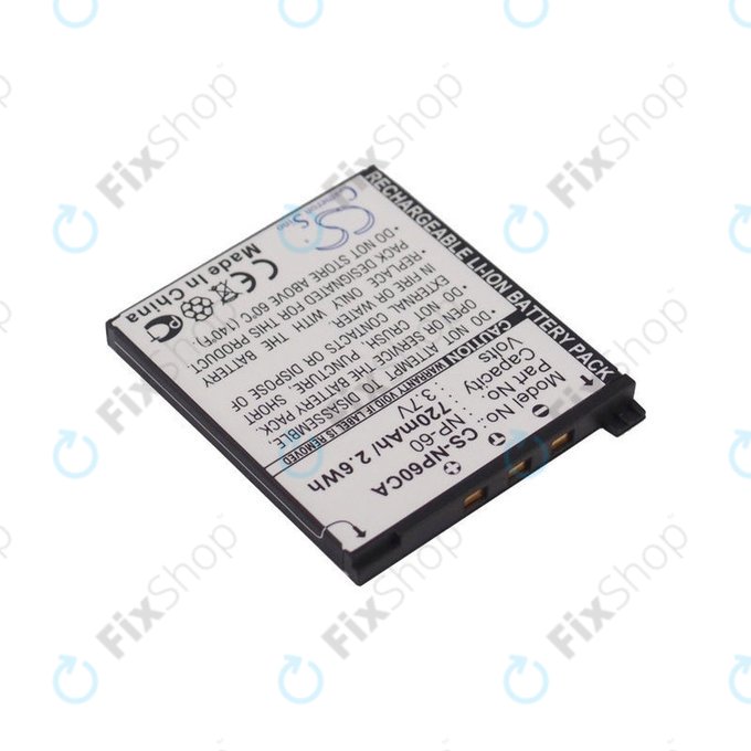 Akkumulátor Casio Exilim Zoom EX-Z19, EX-Z85, EX-Z9, 720mAh, Li-Ion, 3.7V, NP-60, HQ