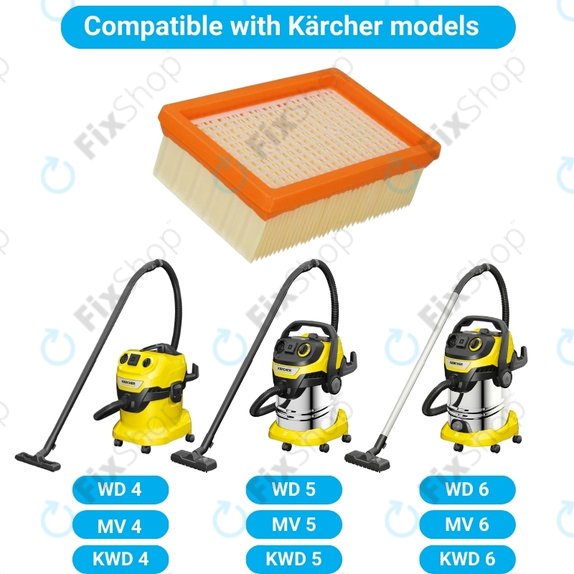Kärcher WD-series, MV-series, KWD-series - Lapos Porszűrő