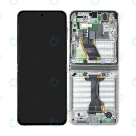 Samsung Galaxy Z Flip 5 F731B - LCD Kijelző + Érintőüveg + Keret (Cream) - GH82-31827B Genuine Service Pack