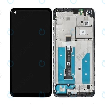 Motorola Moto G8 XT2045 - LCD Kijelző + Érintőüveg + Keret (Black) - 5D68C16383 Genuine Service Pack