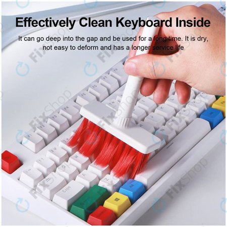 Többfunkciós Tisztítókefe + Tisztítótoll + Kulcslehúzó (Piros)