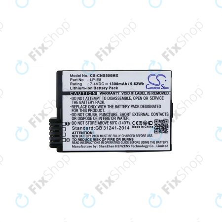 Canon EOS 550D, 600D, 650D, 700D, Kiss X4, X5, X6i, Rebel T2i, T3i, T4i, T5i - Akkumulátor LP-E8 Li-Ion 1300mAh HQ