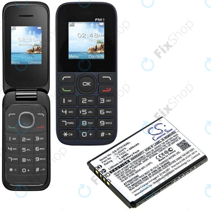 Akkumulátor Alcatel OneTouch 1013, 1035D, 1046D, 400mAh, Li-Ion, 3.7V, TLi004FA, HQ