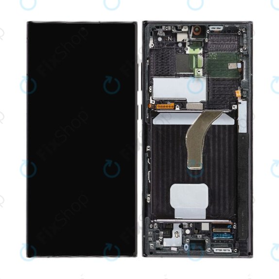 Samsung Galaxy S22 Ultra S908B - LCD Kijelző + Érintőüveg + Keret (Phantom Black) TFT