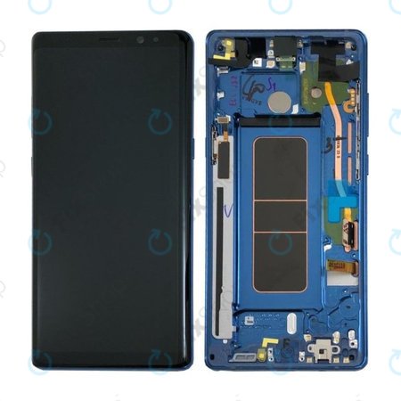 Samsung Galaxy Note 8 N950F - LCD Kijelző + Érintőüveg + Keret (Deep Sea Blue) - GH97-21065B, GH97-21066B Genuine Service Pack