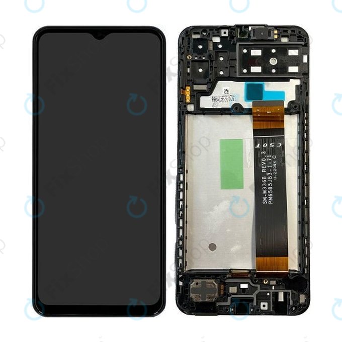 Samsung Galaxy A13 A135F - LCD Kijelző + Érintőüveg + Keret (Black) - GH82-28508A, GH82-28653A Genuine Service Pack