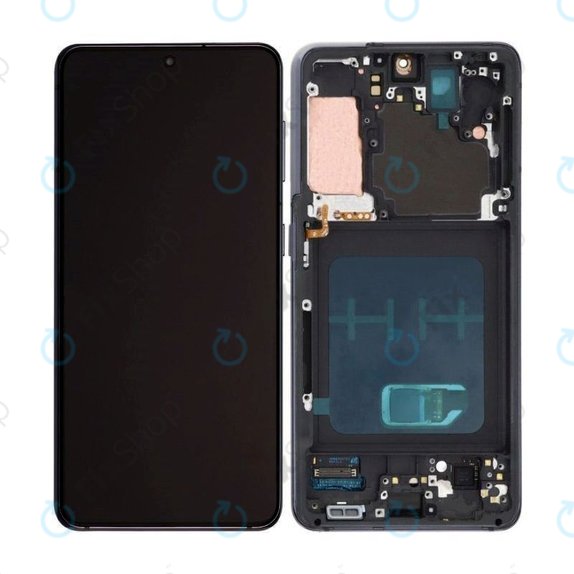 Samsung Galaxy S21 G991B - LCD Kijelző + Érintőüveg + Keret (Phantom Gray) TFT