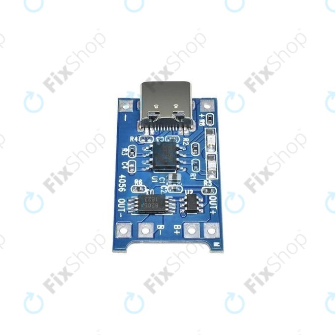 TP4056 töltőmodul 18650 Li-ion akkumulátorhoz, USB-C, 1A